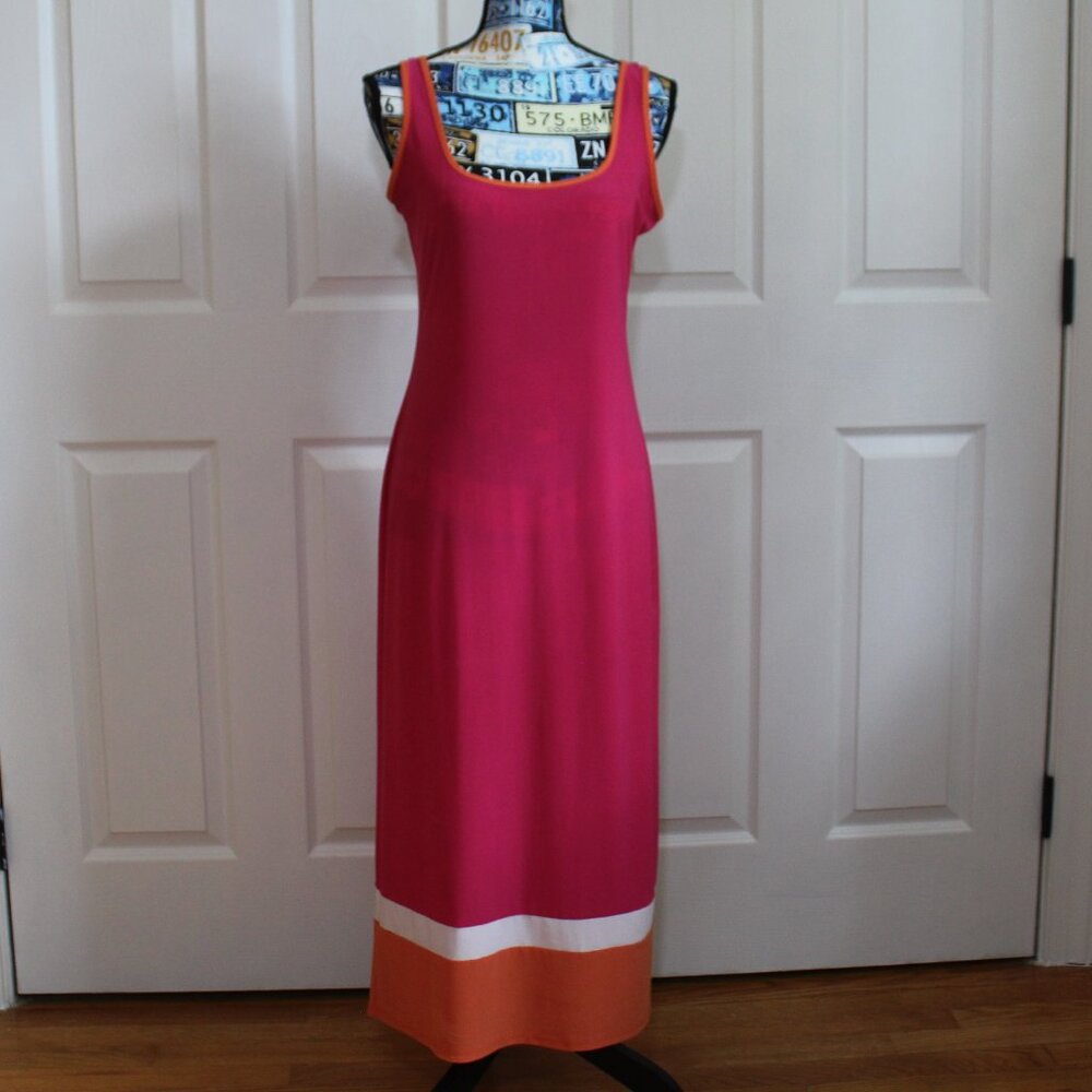 Tash + Sophie Pink and Orange Maxi Tank Dress Size Medium
